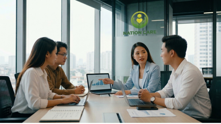 Không gian làm việc nhóm chuyên nghiệp tại Nation Care
